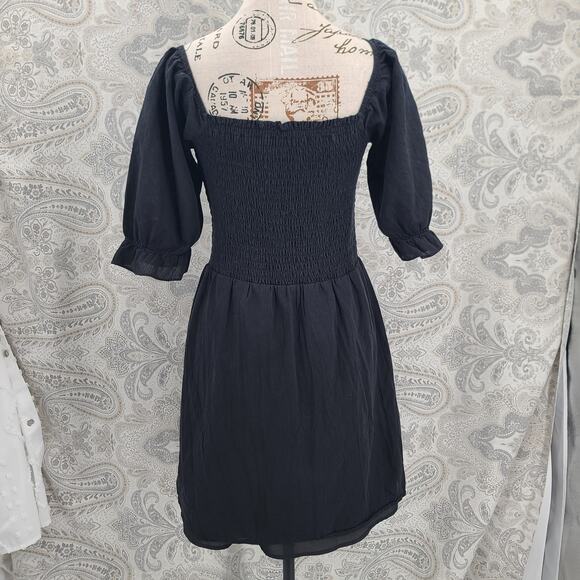 Wayf milkmaid goth dark feminine smocked mini dress Size Medium dark coquette - Picture 3 of 10